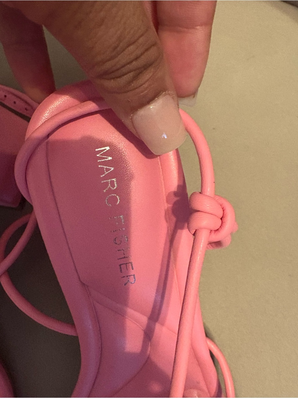 Marc Fisher Bubblegum Pink Twisted Strap Block Heel Sandals - Picture 2 of 6